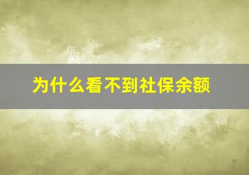 为什么看不到社保余额