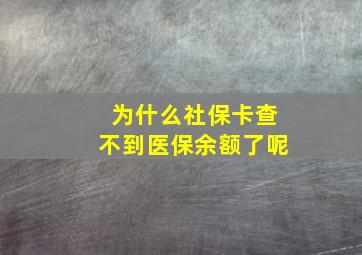 为什么社保卡查不到医保余额了呢