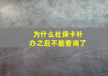 为什么社保卡补办之后不能查询了