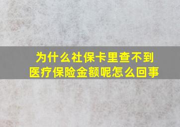 为什么社保卡里查不到医疗保险金额呢怎么回事