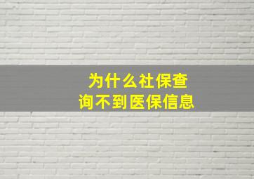 为什么社保查询不到医保信息