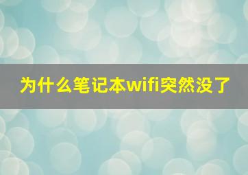 为什么笔记本wifi突然没了