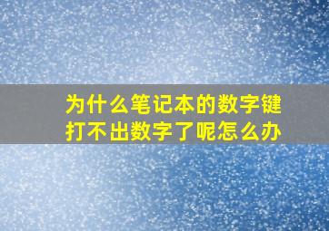 为什么笔记本的数字键打不出数字了呢怎么办