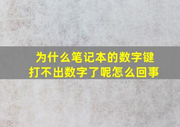 为什么笔记本的数字键打不出数字了呢怎么回事