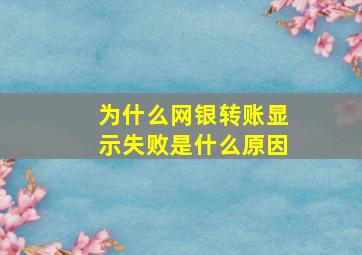 为什么网银转账显示失败是什么原因