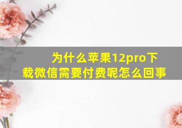 为什么苹果12pro下载微信需要付费呢怎么回事