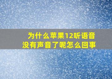 为什么苹果12听语音没有声音了呢怎么回事