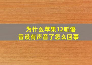 为什么苹果12听语音没有声音了怎么回事