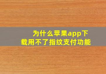 为什么苹果app下载用不了指纹支付功能