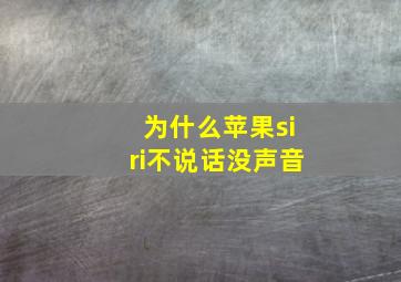 为什么苹果siri不说话没声音