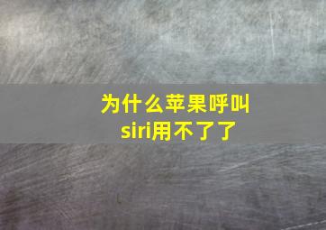 为什么苹果呼叫siri用不了了