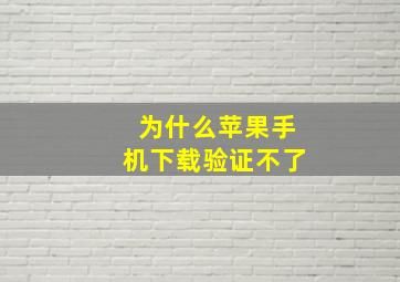 为什么苹果手机下载验证不了