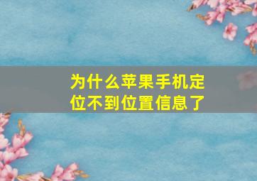 为什么苹果手机定位不到位置信息了