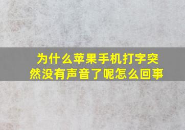 为什么苹果手机打字突然没有声音了呢怎么回事