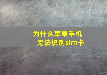 为什么苹果手机无法识别sim卡