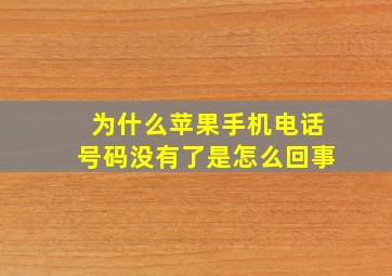 为什么苹果手机电话号码没有了是怎么回事