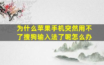 为什么苹果手机突然用不了搜狗输入法了呢怎么办