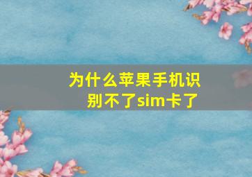 为什么苹果手机识别不了sim卡了