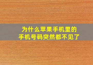 为什么苹果手机里的手机号码突然都不见了