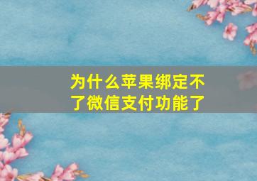 为什么苹果绑定不了微信支付功能了