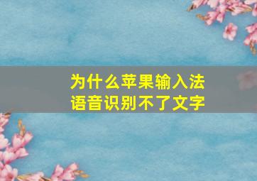 为什么苹果输入法语音识别不了文字