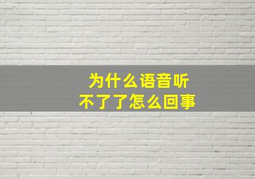 为什么语音听不了了怎么回事