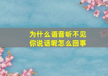 为什么语音听不见你说话呢怎么回事