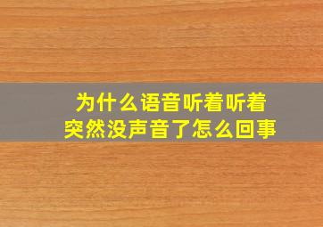 为什么语音听着听着突然没声音了怎么回事