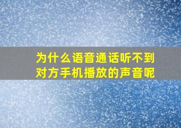 为什么语音通话听不到对方手机播放的声音呢