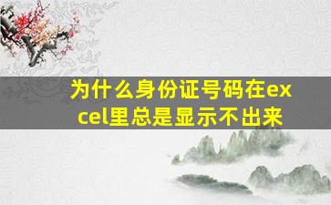 为什么身份证号码在excel里总是显示不出来