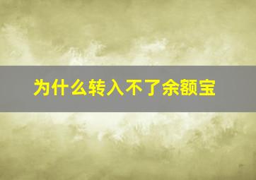 为什么转入不了余额宝