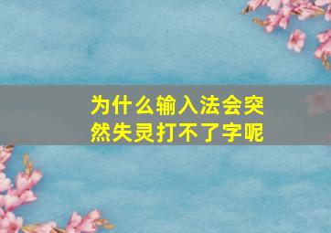 为什么输入法会突然失灵打不了字呢