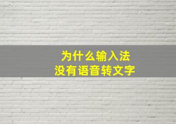 为什么输入法没有语音转文字