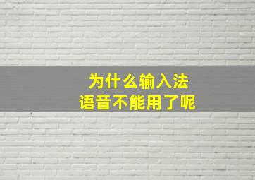 为什么输入法语音不能用了呢