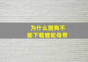 为什么酷狗不能下载蝰蛇母带