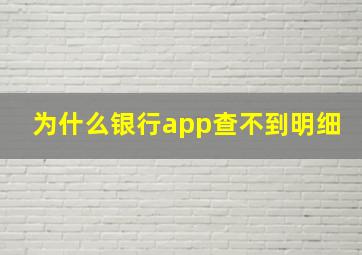 为什么银行app查不到明细