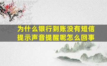 为什么银行到账没有短信提示声音提醒呢怎么回事