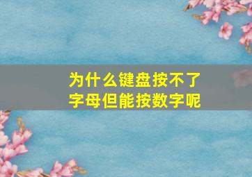 为什么键盘按不了字母但能按数字呢