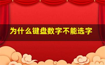 为什么键盘数字不能选字