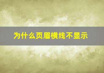 为什么页眉横线不显示