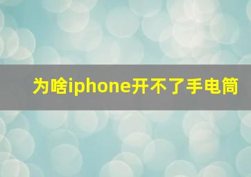 为啥iphone开不了手电筒