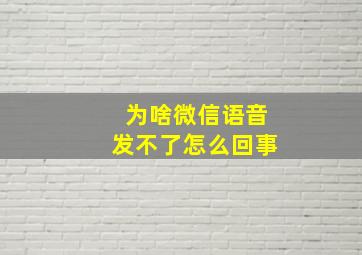 为啥微信语音发不了怎么回事