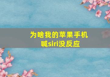 为啥我的苹果手机喊siri没反应