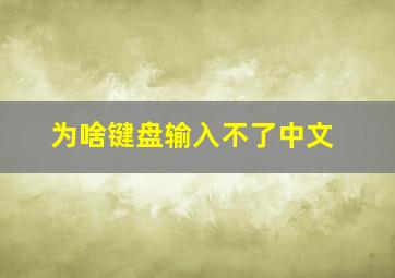 为啥键盘输入不了中文