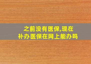 之前没有医保,现在补办医保在网上能办吗