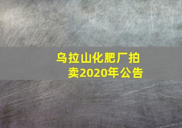 乌拉山化肥厂拍卖2020年公告