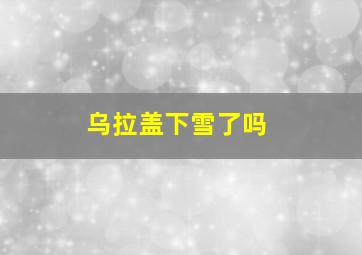 乌拉盖下雪了吗