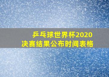 乒乓球世界杯2020决赛结果公布时间表格