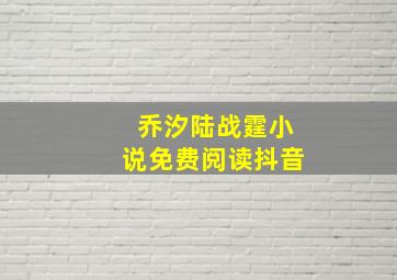 乔汐陆战霆小说免费阅读抖音