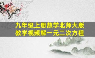 九年级上册数学北师大版教学视频解一元二次方程